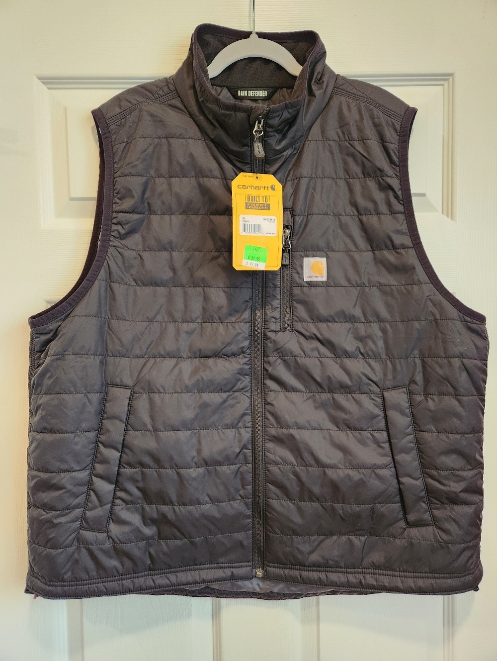 Carhartt Quilted Blacj And Gray Insulated Rain Defendee Relaxed Fit Men's Vest
